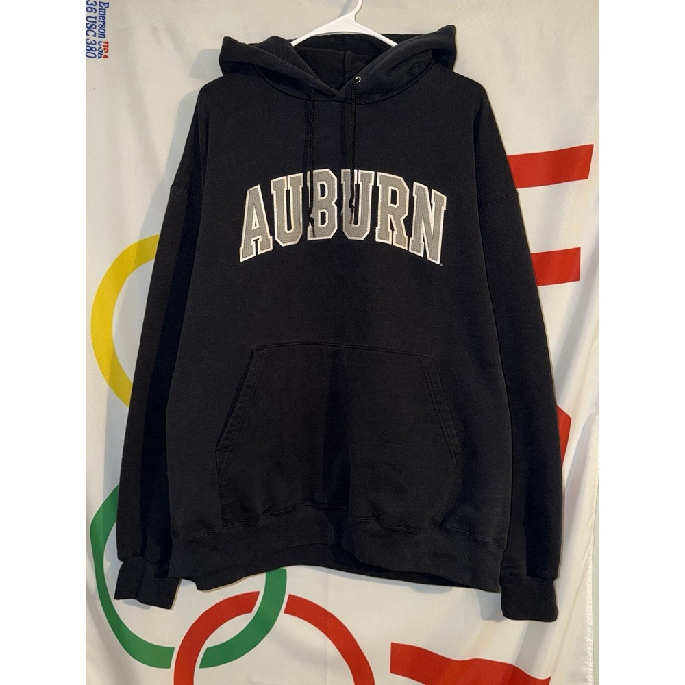 Champion Auburn Tigers Hoodie Mens 2XL Black Sweatshirt Y2K Football